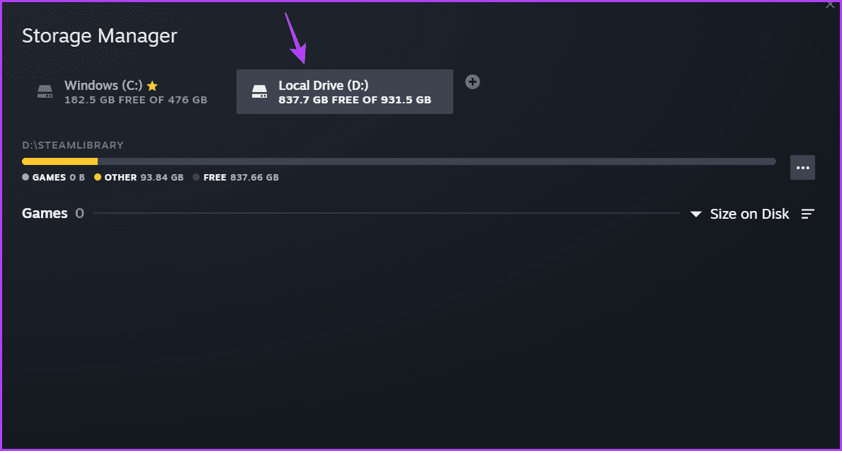 Click-on-Default-drive ما هو برنامج مدير تخزين Steam وكيفية استخدامه