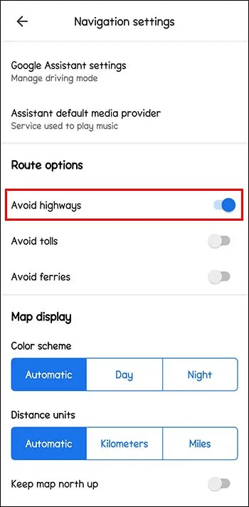Configure-Avoid-Highway-Settings-Permanently-on-Google-Maps-Using-Android-4 كيفية تجنب الطرق السريعة في Google Maps