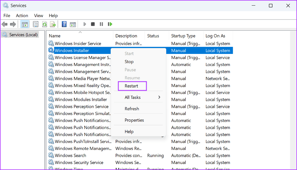 Configure-Windows-Installer-Service-2 أفضل 6 طرق لإصلاح خطأ "ليس لديك وصول كافٍ لإلغاء التثبيت" في Windows