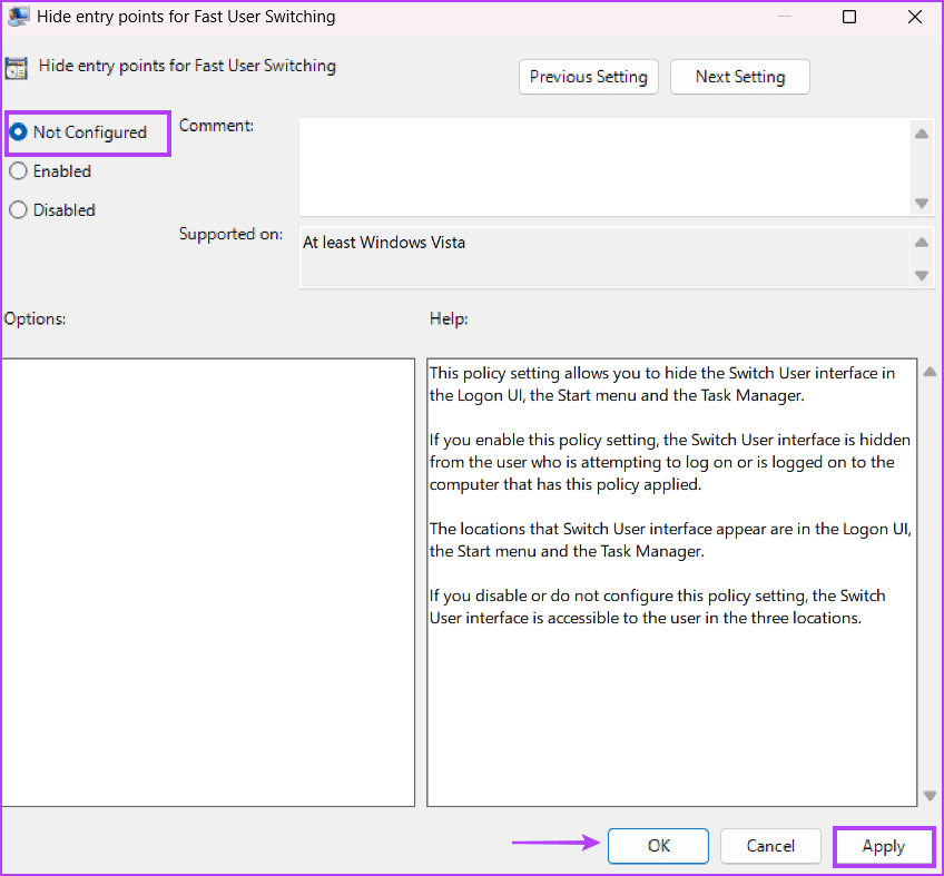 Configure-a-Policy-in-Group-Policy-Editor-6 أفضل 5 طرق لإصلاح خيار "تبديل المستخدم" مفقود من شاشة تسجيل الدخول إلى Windows