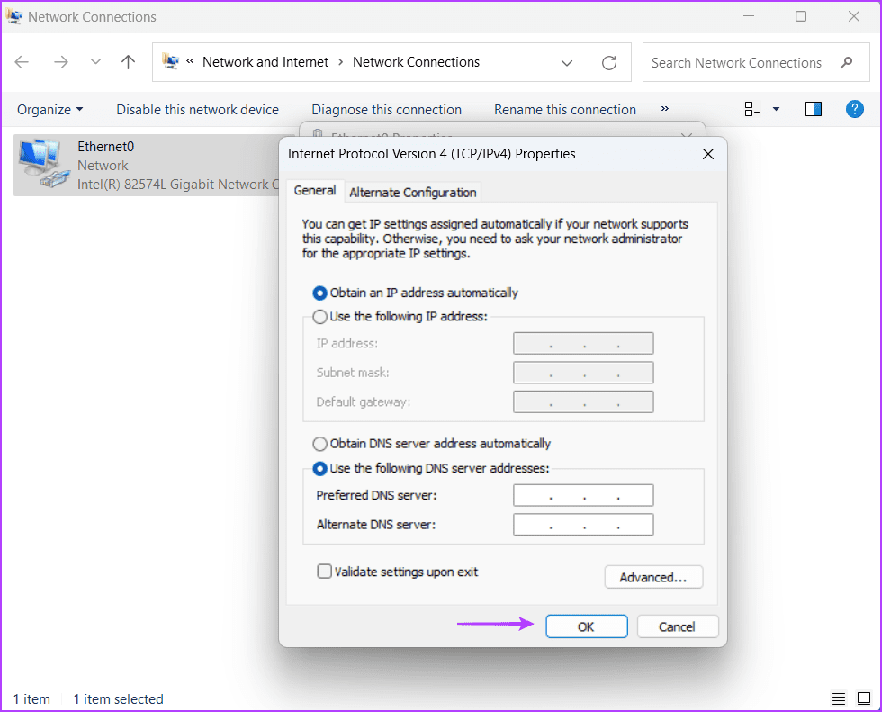 Configure-the-Ethernet-Adapter-Settings-4 أفضل 8 طرق لإصلاح خطأ عدم وجود تكوين IP صالح في Ethernet على Windows 11