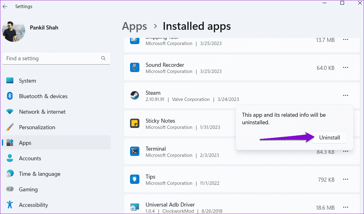 Confirm-Uninstall-Steam-From-Windows-1 أفضل 7 طرق لإصلاح ظهور رمز خطأ تسجيل الدخول E84 في Steam على Windows