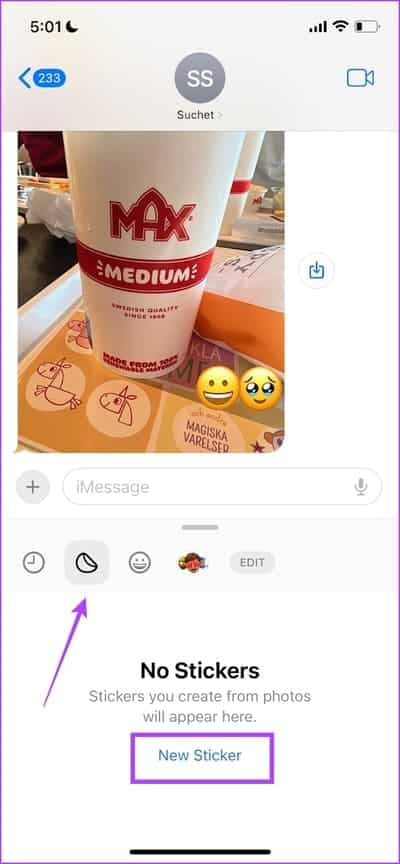 Create-New-Sticker كيفية إنشاء واستخدام الملصقات في iMessage على iOS 17