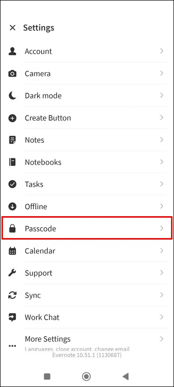 Creating-a-passcode-lock-for-an-Android-Device-4 كيفية تغيير كلمة المرور في Evernote