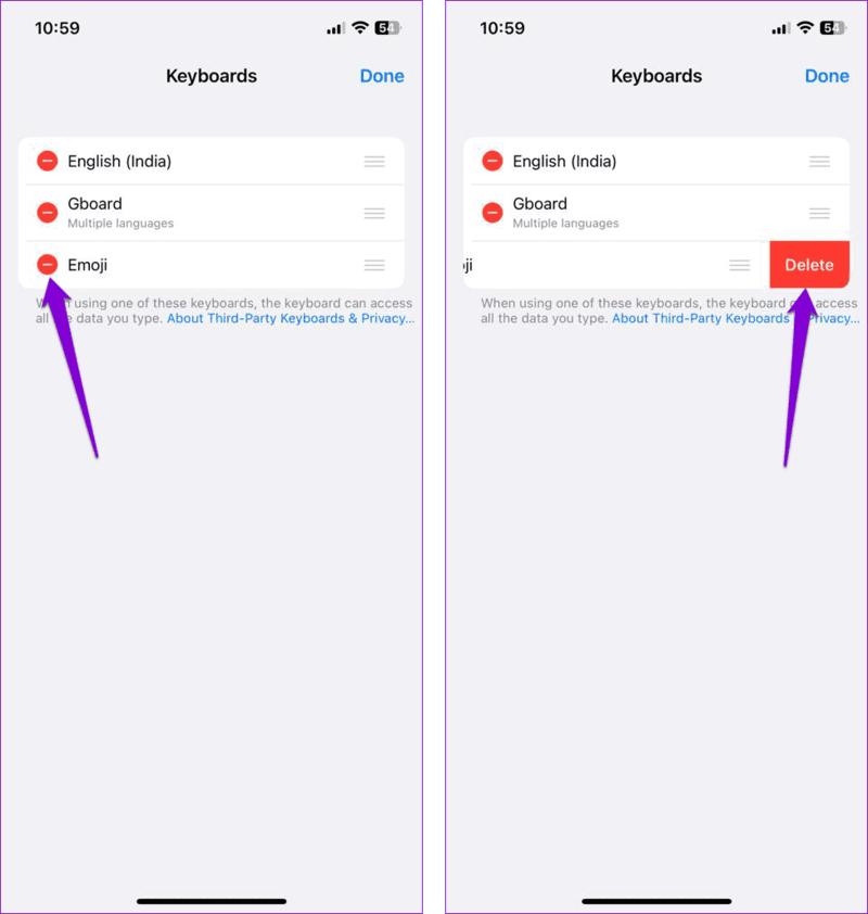 Delete-Emoji-Keyboard-on-iPhone أفضل 8 طرق لإصلاح عدم عمل لوحة مفاتيح Emoji التنبؤية على iPhone