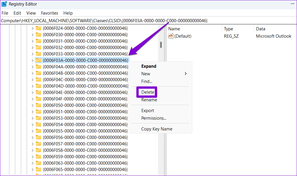Delete-Registry-Key-4 أفضل 6 طرق لإصلاح عدم ظهور توقيع Outlook على Windows