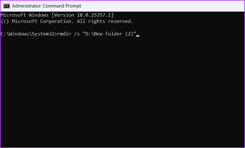 Deleting-folder-command أفضل 5 طرق لإصلاح خطأ "الدليل ليس فارغًا" في Windows 11
