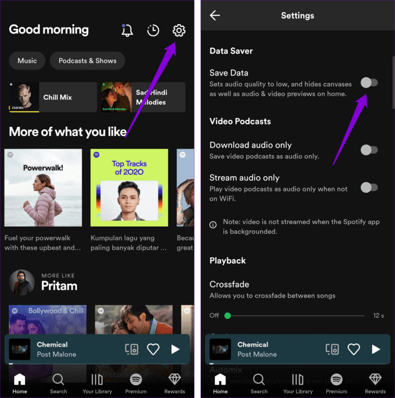 Disable-Data-Saver-in-Spotify-1524x1536-1 أفضل 6 طرق لإصلاح عدم عمل مؤثرات Canvas في Spotify على Android و iPhone