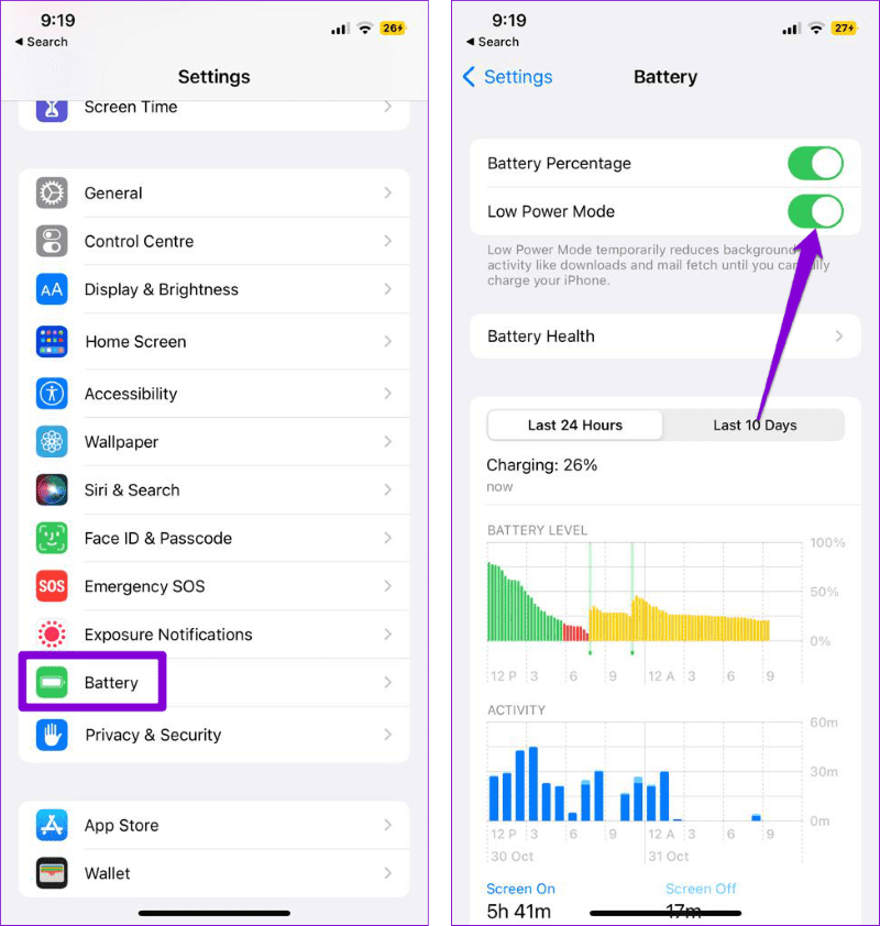 Disable-Low-Power-Mode-on-iPhone-3 10 طرق لإصلاح عدم عمل مطالبة Google 2FA على iPhone