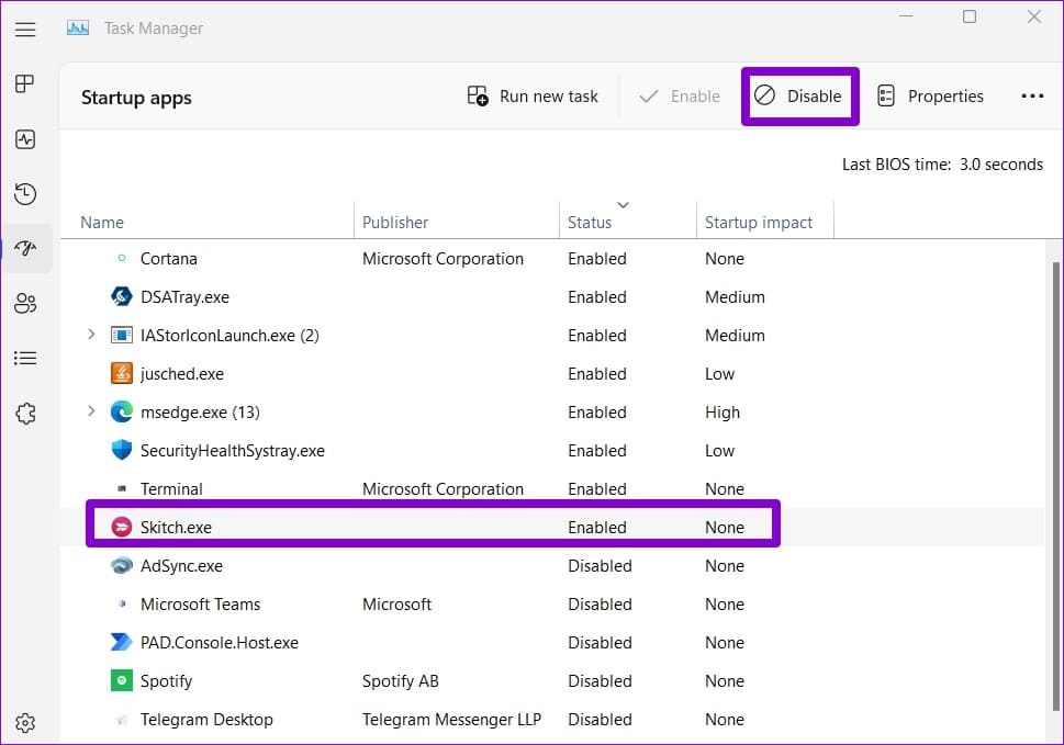 Disable-Third-Party-Startup-Apps-on-Windows-11-12 أفضل 6 إصلاحات لخطأ المستخدم المحدد ليس لديه ملف تعريف صالح على Windows