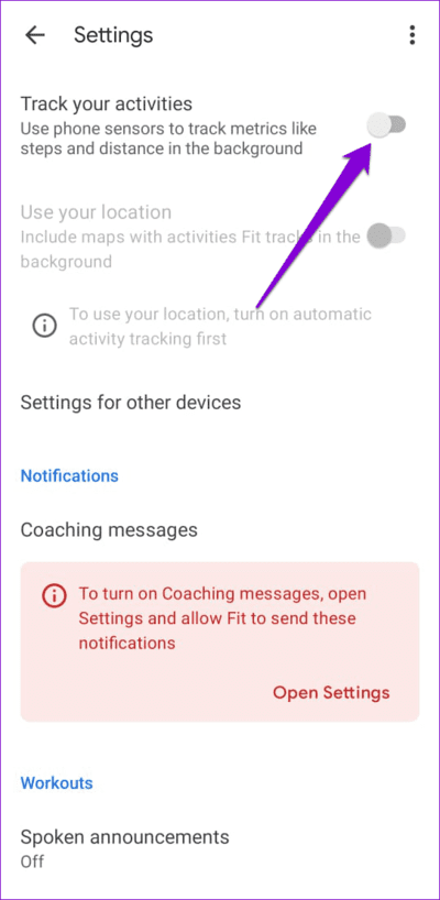 Enable-Activity-Tracking-in-Google-Fit أفضل 7 طرق لإصلاح عدم تتبع تطبيق Google Fit للخطوات على Android