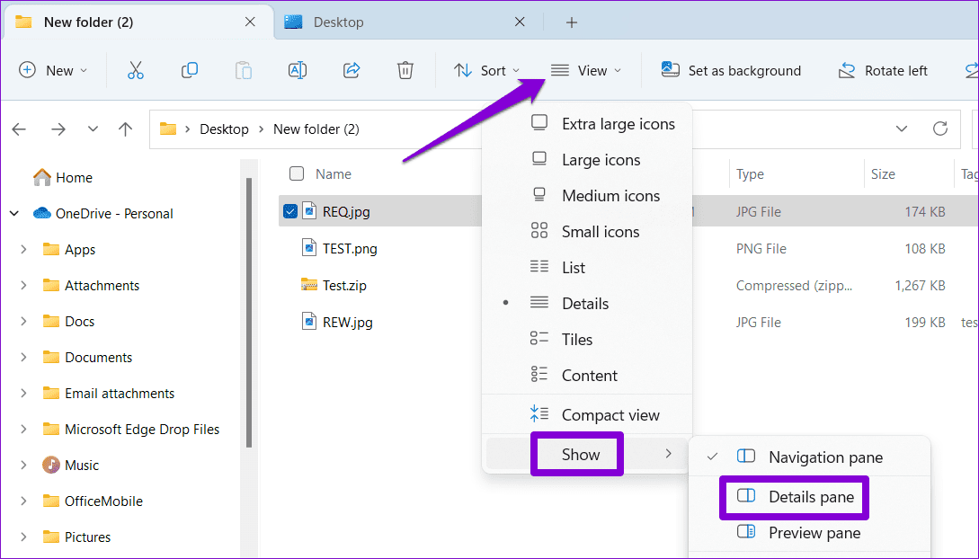 Enable-Details-Pane-in-File-Explorer كيفية إضافة علامات إلى الملفات للعثور عليها بسهولة في Windows 11
