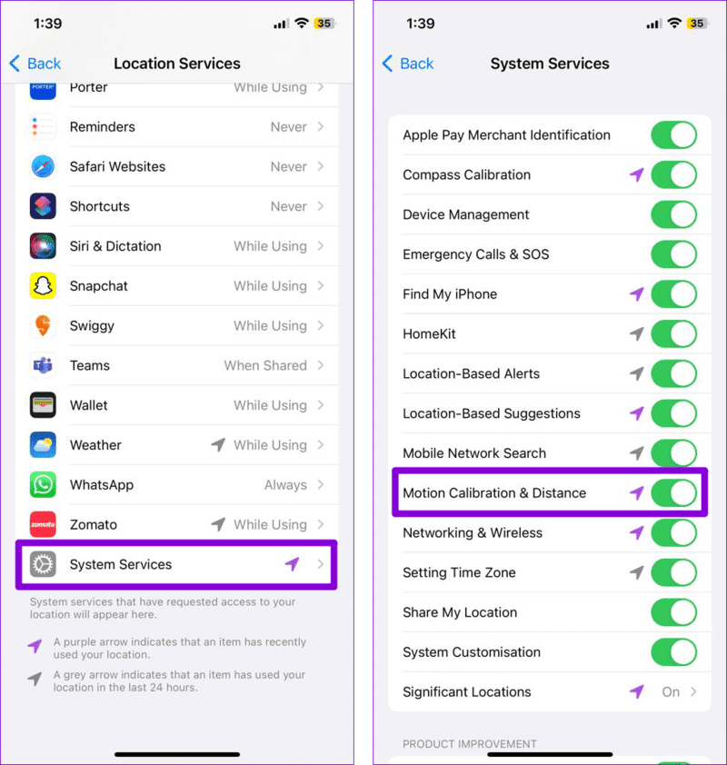 Enable-Motion-Distance-Calibration-on-iPhone أفضل 6 طرق لإصلاح عدم تتبع تطبيق Health للخطوات على iPhone