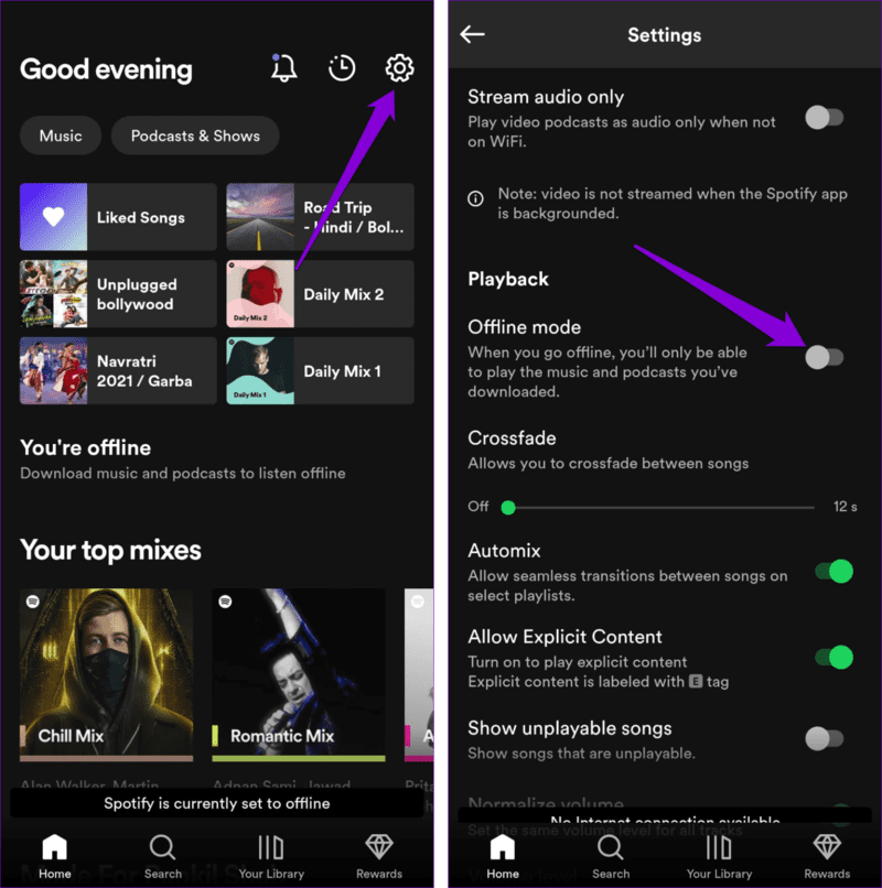 Enable-or-Disable-Offline-Mode-in-Spotify-1524x1536-1 أفضل 6 طرق لإصلاح عدم عمل مؤثرات Canvas في Spotify على Android و iPhone
