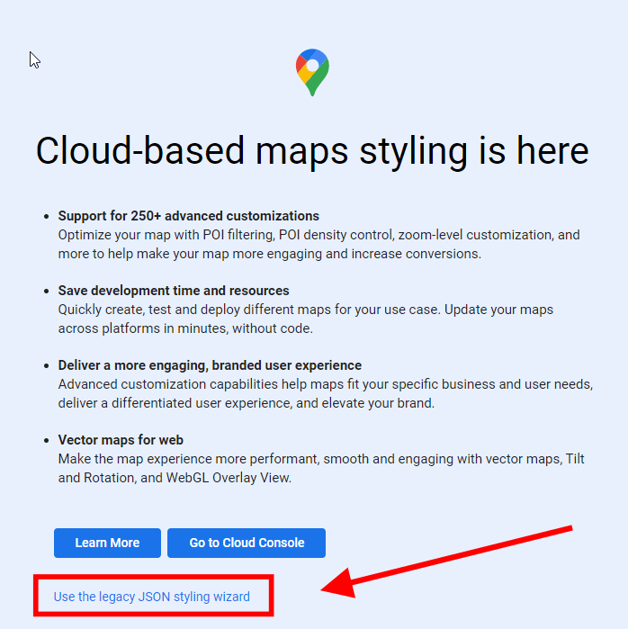 Google-Maps-Use-Legacy-Map-Style-Wizard كيفية تعطيل التصنيفات في Google Maps