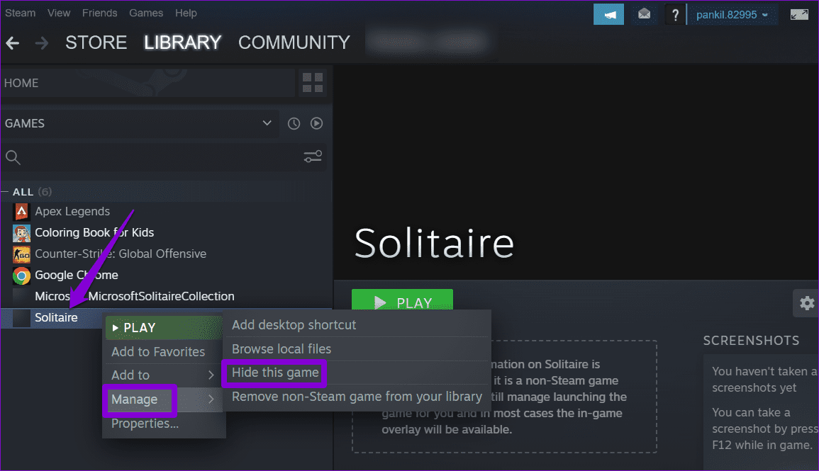 Hide-Steam-Game-From-Library كيفية إضافة أو إزالة ألعاب غير Steam إلى مكتبة Steam