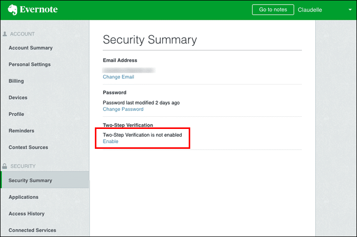 How-to-Enable-the-Two-Step-Verification-for-Evernote-Account-3 كيفية تغيير كلمة المرور في Evernote