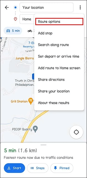 How-to-Set-Up-Google-Maps-to-Avoid-Highways-on-Android-2 كيفية تجنب الطرق السريعة في Google Maps