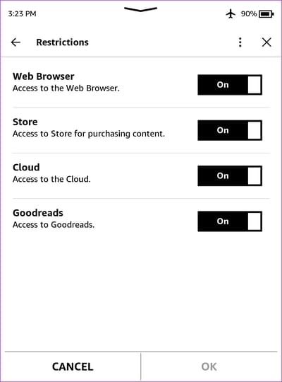 Kindle-Restrictions كيفية ضبط وإدارة المراقبة الأبوية على جهاز Kindle