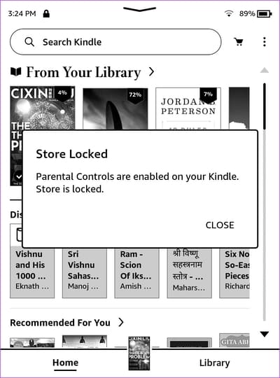 Kindle-Store-Locked كيفية ضبط وإدارة المراقبة الأبوية على جهاز Kindle