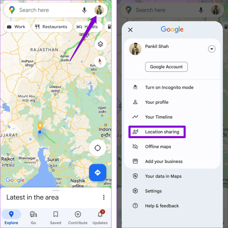 Location-Sharing-on-Google-Maps-1 أفضل 8 طرق لإصلاح عدم تحديث مشاركة الموقع في Google Maps على Android و iPhone