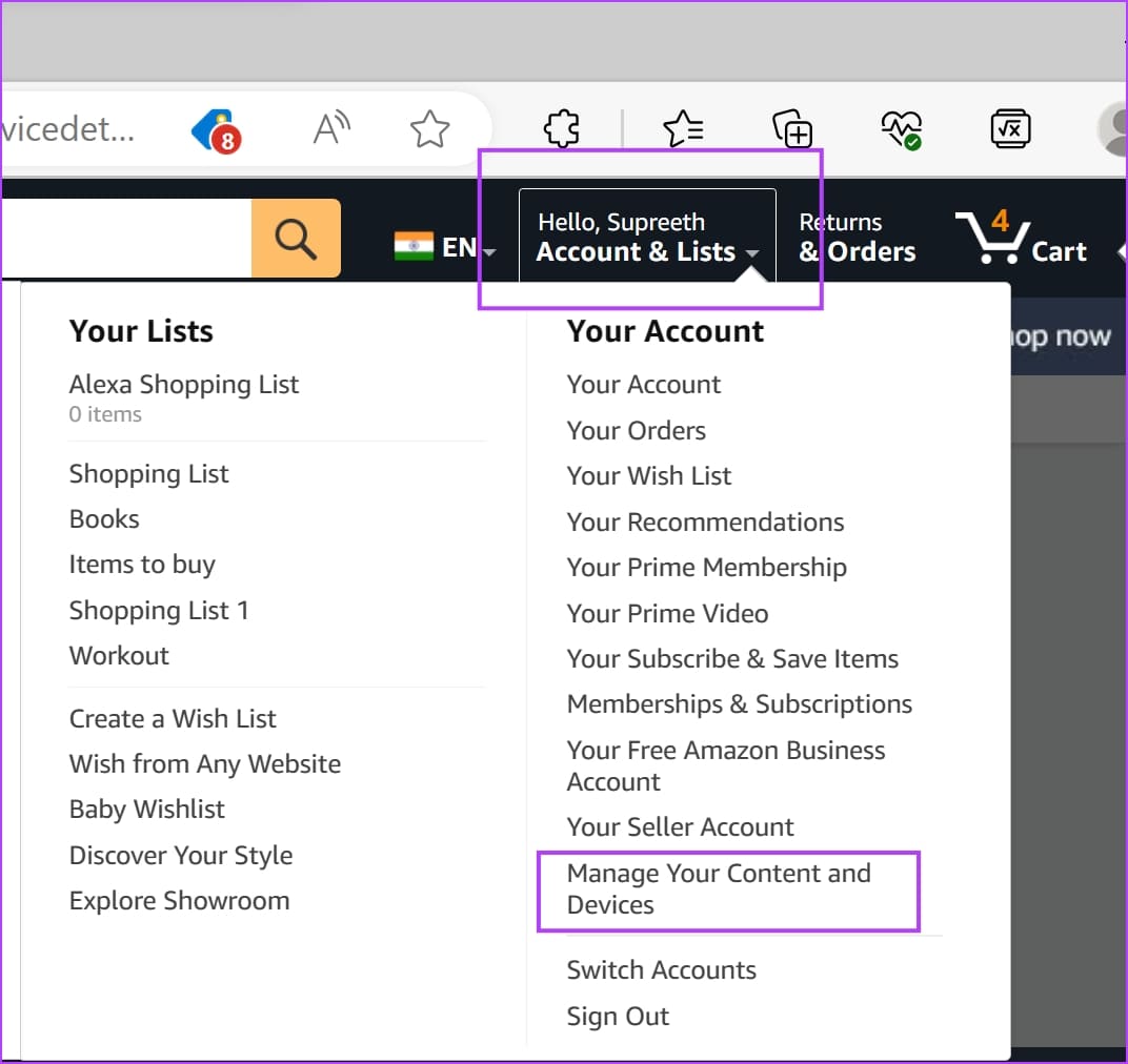 Manage-Your-Content-and-Devices كيفية تغيير حساب Amazon على Kindle