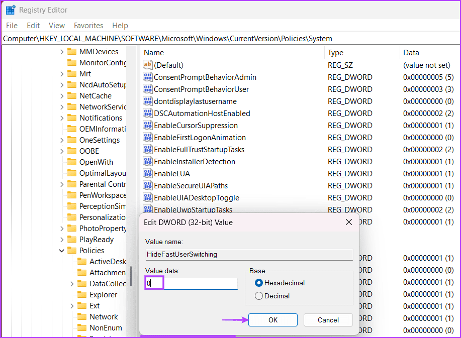 Modify-Windows-Registry-5 أفضل 5 طرق لإصلاح خيار "تبديل المستخدم" مفقود من شاشة تسجيل الدخول إلى Windows
