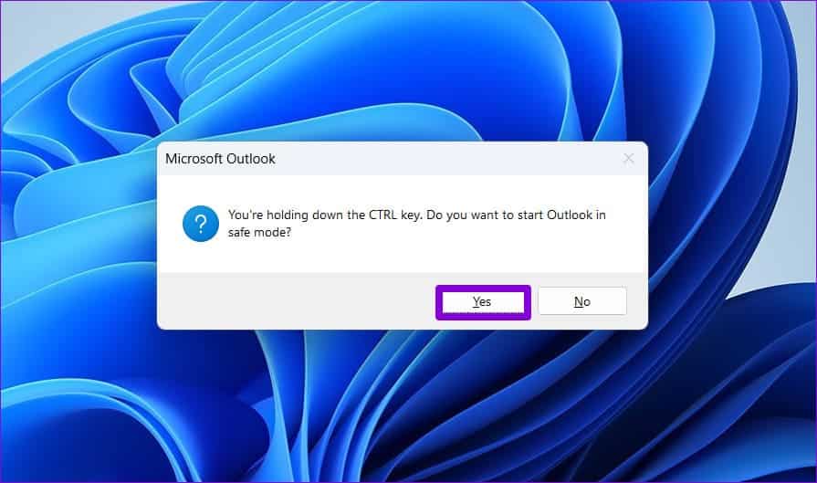 Open-Outlook-in-Safe-Mode-2 أفضل 6 طرق لإصلاح عدم ظهور توقيع Outlook على Windows