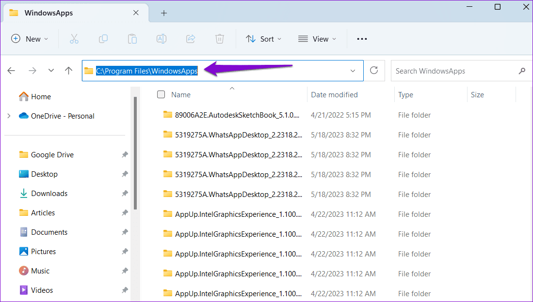 Open-WindowsApps-Folder أفضل 6 إصلاحات لخطأ المستخدم المحدد ليس لديه ملف تعريف صالح على Windows