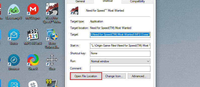 Open_FIle_Location_4d470f76dc99e18ad75087b1b8410ea9 كيفية توفير المساحة المستخدمة بواسطة ألعاب Windows 10 Symbolic Links