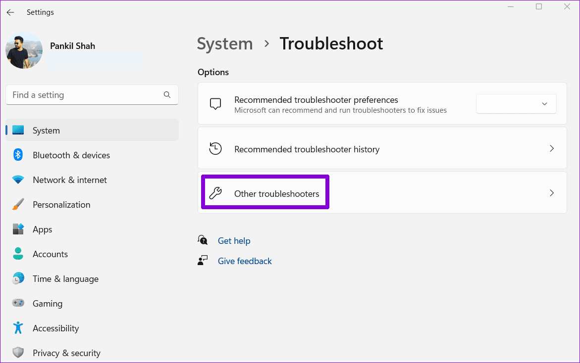 Other-Troubleshooters-7 أفضل 6 طرق لإصلاح عدم عمل مفتاح المسافة في Windows 11