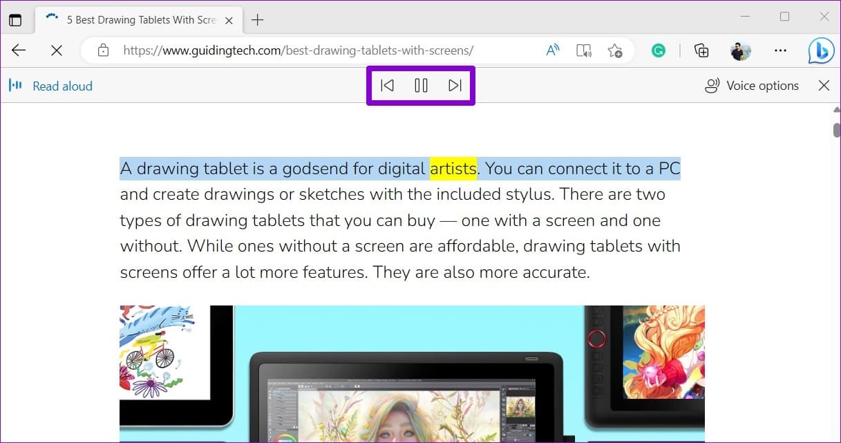 Playback-Controls-in-Edge كيفية استخدام ميزة القراءة بصوت عالٍ في Microsoft Edge