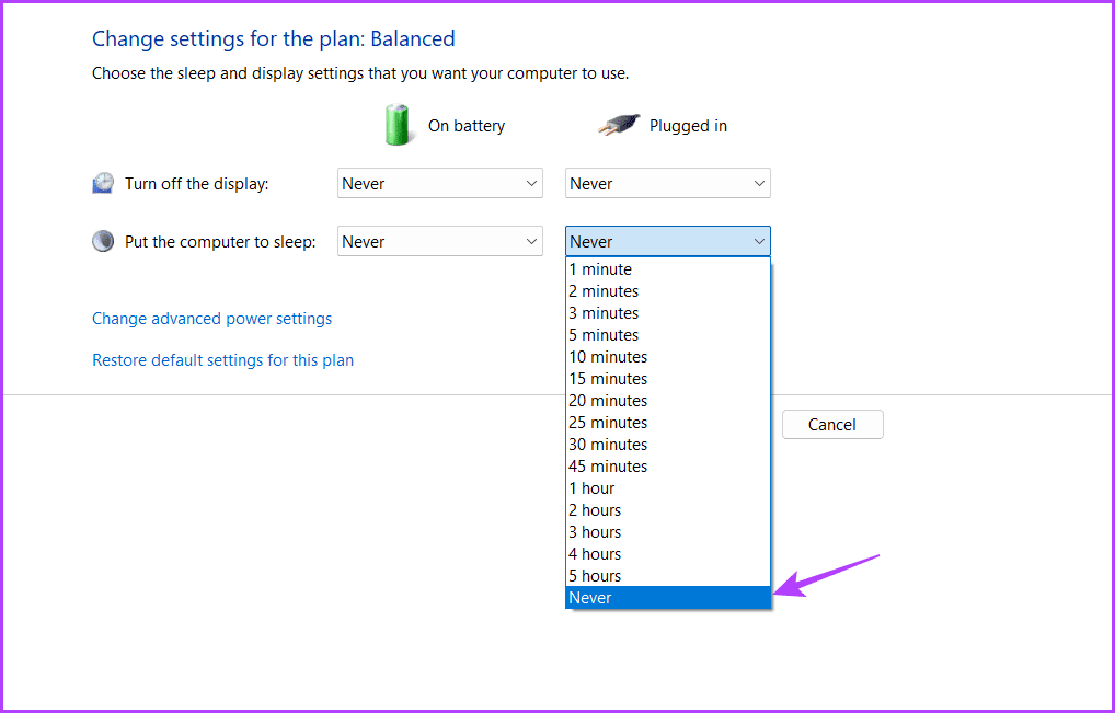 Plugged-In 4 أفضل الطرق لتعطيل وضع السكون في Windows 11