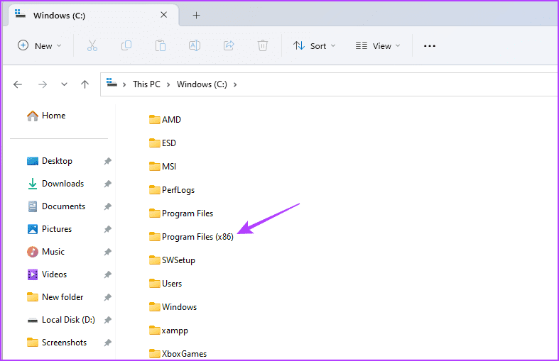 Program-Files-x86-folder أفضل 3 طرق للتحقق من حجم التطبيق على نظام التشغيل Windows 11