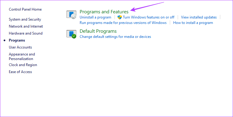 Programs-and-Features-option أفضل 3 طرق للتحقق من حجم التطبيق على نظام التشغيل Windows 11