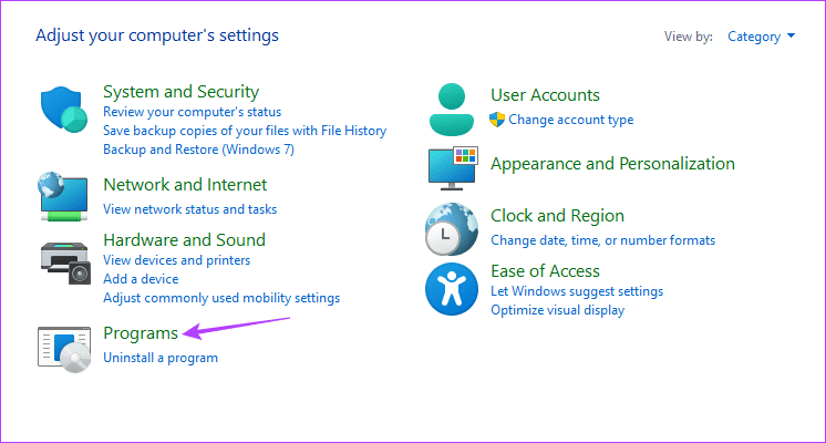 Programs-option أفضل 3 طرق للتحقق من حجم التطبيق على نظام التشغيل Windows 11