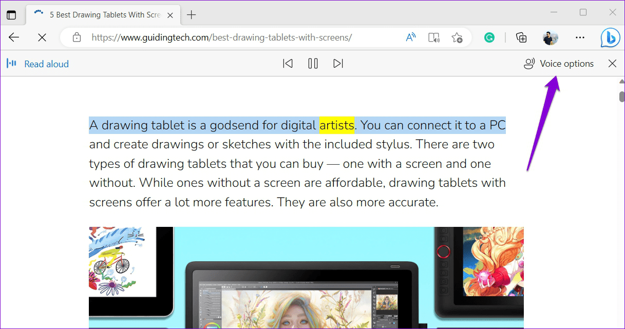 Read-Aloud-Voice-Options-in-Edge-for-Desktop كيفية استخدام ميزة القراءة بصوت عالٍ في Microsoft Edge
