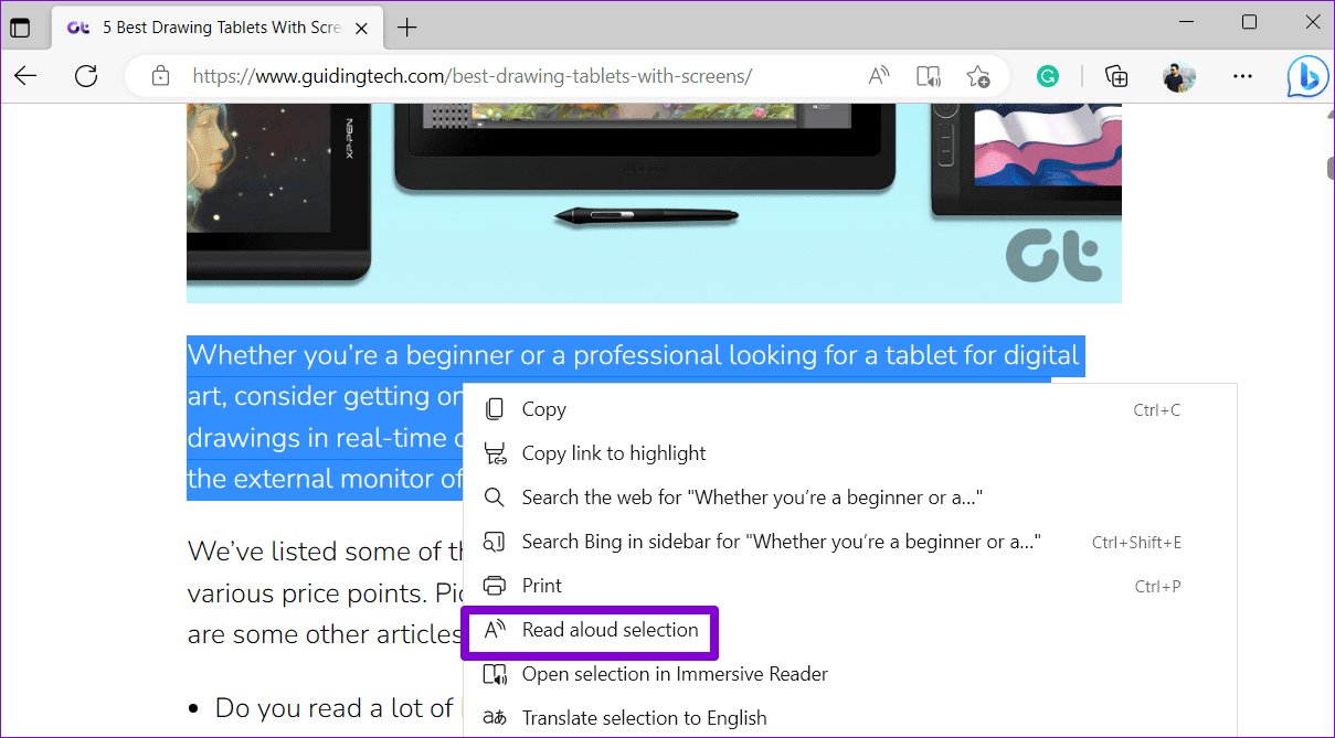 Read-Aloud-a-Specific-Paragraph-in-Edge-for-Desktop كيفية استخدام ميزة القراءة بصوت عالٍ في Microsoft Edge