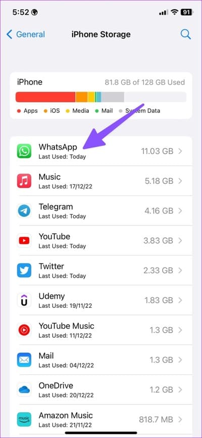 Reduce-WhatsApp-Storage-on-iPhone-8-710x1536-1 أفضل 6 إصلاحات لعدم تنزيل ملفات البودكاست في Spotify على iPhone