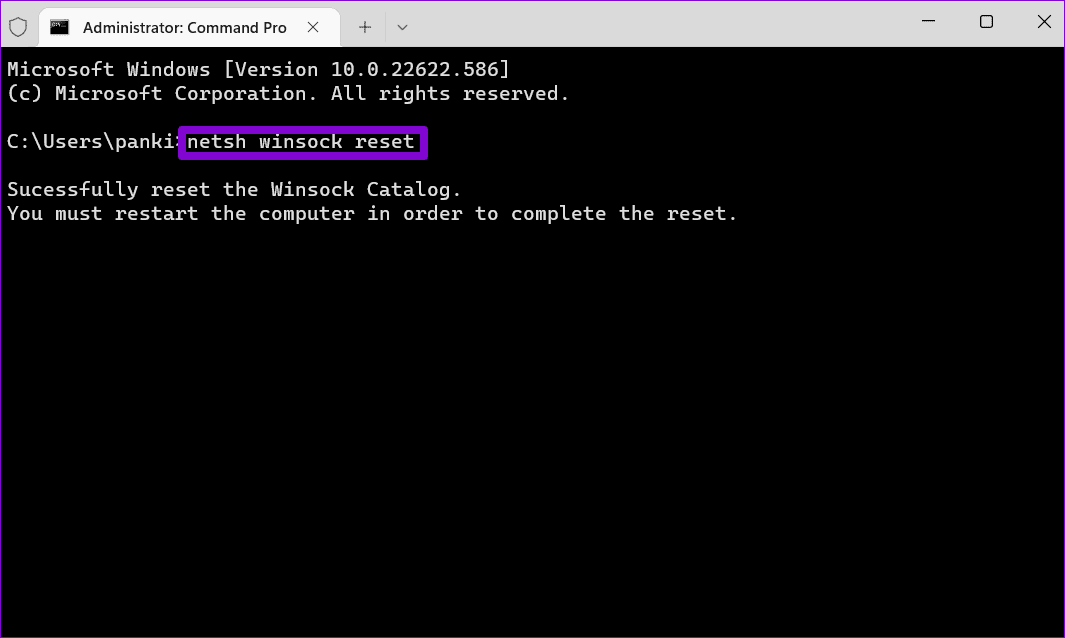 Reset-Winsock-on-Windows-11 أفضل 7 طرق لإصلاح خطأ قفل ملف المحتوى في Steam لنظام Windows