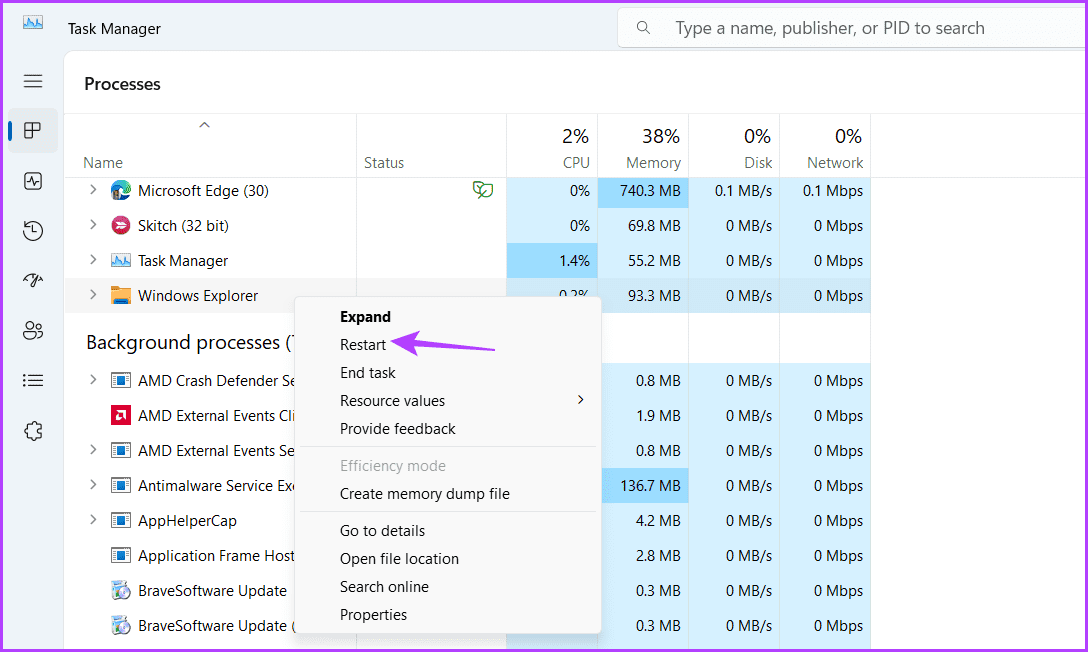 Restart-option أفضل 5 طرق لإصلاح خطأ "الدليل ليس فارغًا" في Windows 11