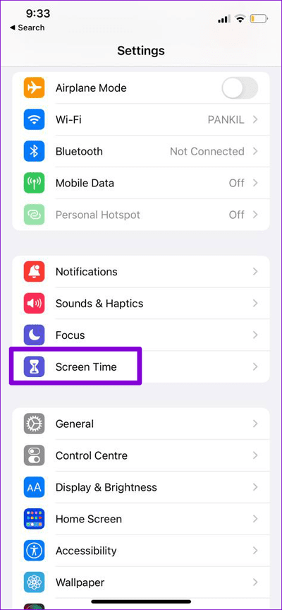 Screen-Time-on-iPhone-1-2 أفضل 6 إصلاحات لـ Apple ID باللون الرمادي على iPhone