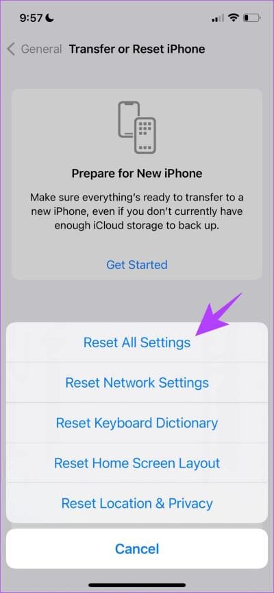 Select-Reset-All-Settings-2 9 طرق لإصلاح تأخير شاشة قفل iPhone في iOS 16 و iOS 17