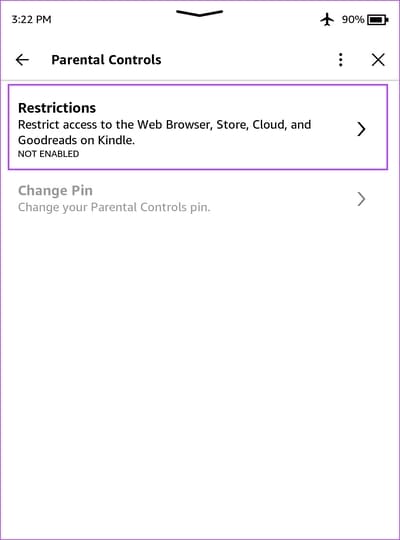 Select-Restrictions كيفية ضبط وإدارة المراقبة الأبوية على جهاز Kindle