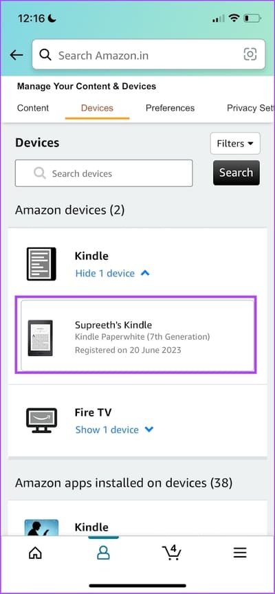 Select-your-Kindle-1 كيفية تغيير حساب Amazon على Kindle