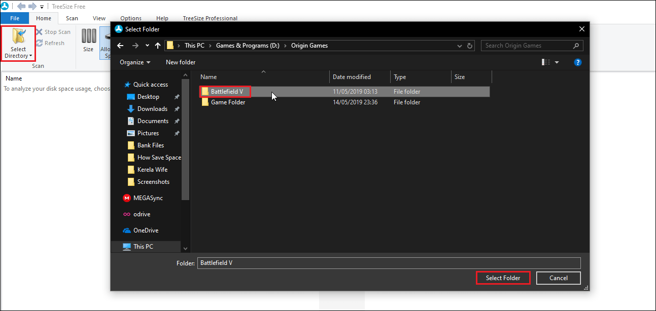 Select_Directory_4d470f76dc99e18ad75087b1b8410ea9 كيفية توفير المساحة المستخدمة بواسطة ألعاب Windows 10 Symbolic Links