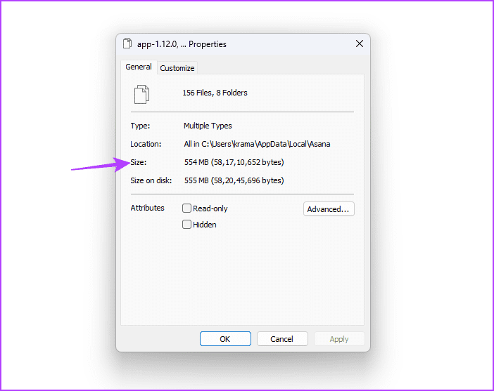 Size-option أفضل 3 طرق للتحقق من حجم التطبيق على نظام التشغيل Windows 11