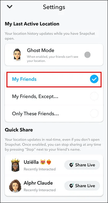 Snap-Map-6 كيفية تغيير الموقع على Snap Map