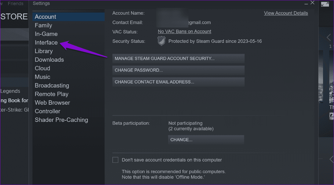 Steam-Interface-Settings كيفية تغيير اللغة الافتراضية في Steam لسطح المكتب والجوال