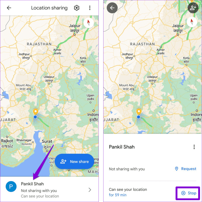 Stop-Location-Sharing-in-Google-Maps أفضل 8 طرق لإصلاح عدم تحديث مشاركة الموقع في Google Maps على Android و iPhone